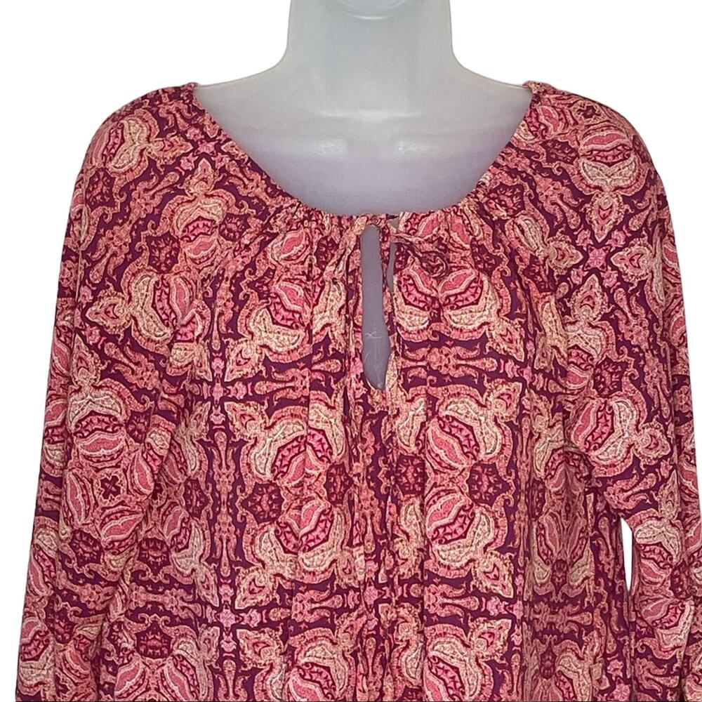 Sanctuary lyric bell sleeve sunset boho tie neck medallion blouse size medium - Picture 3 of 8